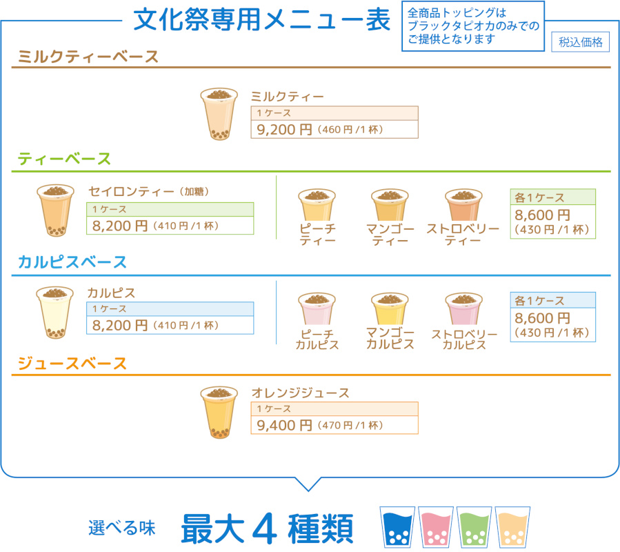 催事専用メニュー表